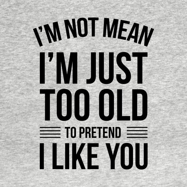 I'm Not Mean I'm Just Too Old To Like You Funny Saying by stonefruit